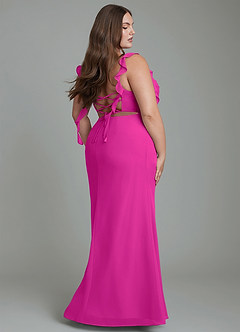 Azazie Jessamine Bridesmaid Dresses Fuchsia Mermaid Corset Chiffon Dress image10