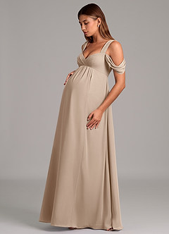 Azazie Rhea Zwangerschaps Bruidsmeisjekleding A-Lijn Geplooid Chiffon Vloerlengte Jurk image3