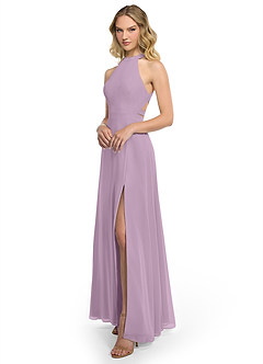 Azazie Clarice Bridesmaid Dresses Wisteria A-Line Halter Chiffon Dress image2