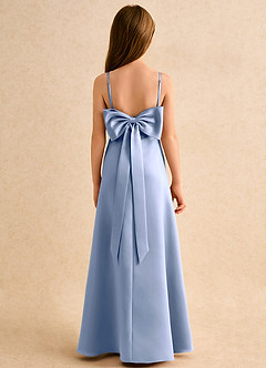 Azazie Joella Girls Formal Flower Girl Dresses Ice A-Line Pleated Matte Satin Dress image4