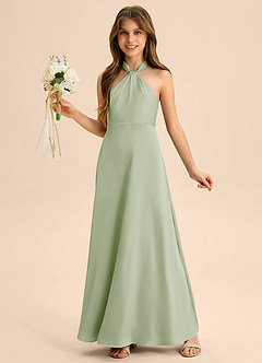 Azazie Beah Junior Klä av A-Line i Stretch Satin Plisserad image3