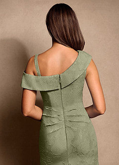 Azazie Hamptons Final Sale Pistachio A-Line Pleated Floral Burnout Dress image7