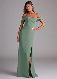 Azazie Saige Bridesmaid Dresses Silver Sage A-Line Off the Shoulder Chiffon Convertible Dress image4