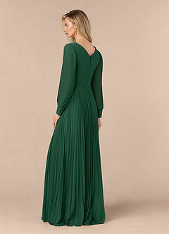 Azazie Zina vestidos de madre de la novia Vestido de Verde Oscuro de Gasa de Corte En A con Plisado image3