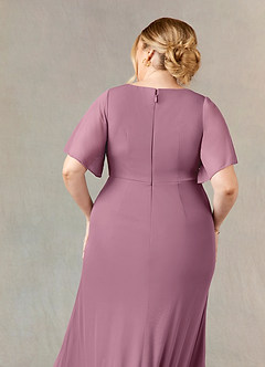 Azazie Selah Mother of the Bride Dresses Vintage Mauve A-Line V-Neck ruched Mesh Dress image7