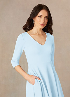 Azazie Nassif Mother of the Bride Dresses Sky Blue A-Line Stretch Crepe Dress image3