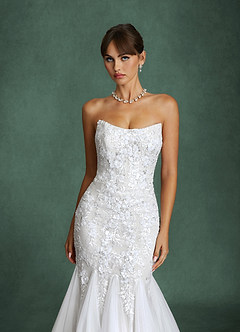 Azazie Harmony Wedding Dresses Diamond White Mermaid Strapless Tulle Dress image6