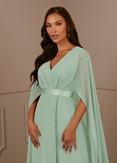 Azazie Isa Mother of the Bride Dresses Agave A-Line V-Neck Pleated Chiffon Dress image5