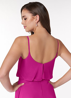 Azazie Lupe Bridesmaid Dresses Fuchsia A-Line Scoop Blouson Chiffon Dress image6
