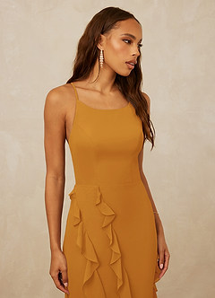 Christian Siriano Bridal for Azazie 1006 Bridesmaid Dresses Butterscotch Mermaid Ruched Chiffon Dress image6