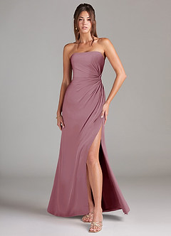 Azazie Aliani Bridesmaid Dresses Vintage Mauve Sheath Strapless Chiffon Convertible Dress image1