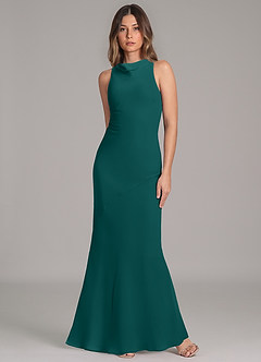 Azazie Allettie Robes de demoiselle d'honneur Robe Sirène en Mousseline de soie Paon image4