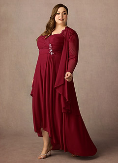Azazie Anne Mother of the Bride Dresses Burgundy Sheath Sweetheart Sequins Lace Dress image13