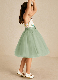 Azazie Jollie laatste Uitverkoop A-Lijn Jurk van Tule Spaghetti Bandje Stoffige Salie image4