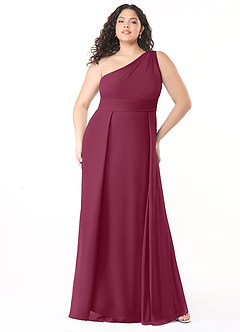 Azazie Dallas Bridesmaid Dresses Mulberry A-Line One Shoulder Chiffon Dress image6