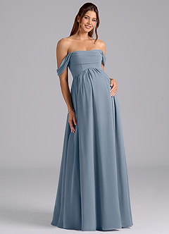 Azazie Saige Maternity Bridesmaid Dresses A-Line Pleated Chiffon Floor-Length Dress image3