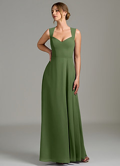 Azazie Gwendolyn Bridesmaid Dresses Olive A-Line Sweetheart Neckline Chiffon Dress image1