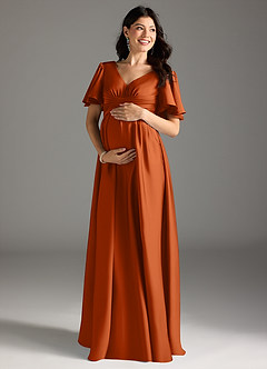Azazie Verna Brautjungfernkleider für Schwangere A-Linie Gestreift Stretch-Satin Bodenlänge Kleid image3