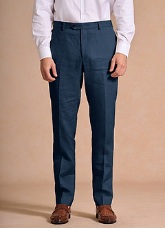 front Harrison Dunkelmarine Anzughose aus 100 % Leinen