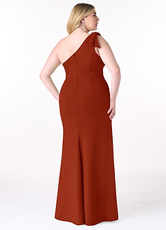 Azazie Rinna Bridesmaid Dresses Rust Mermaid One Shoulder Stretch Crepe Dress image6