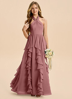 Azazie Daisy Junior Desert Rose A-Line Chiffon Dress image1