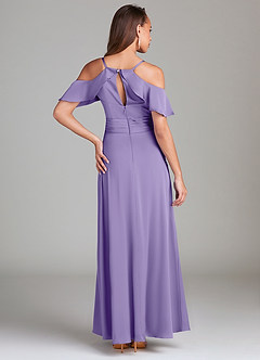 Azazie Dakota Bridesmaid Dresses Tahiti A-Line Off the Shoulder Stretch Satin Dress image2