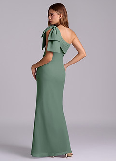 Azazie Yuanna Bridesmaid Dresses Eucalyptus Mermaid One Shoulder Chiffon Dress image6