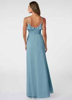 Azazie Natalia Bridesmaid Dresses Moody Blue A-Line Chiffon Dress image2