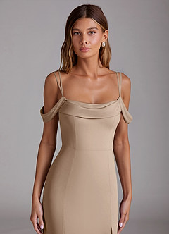 Azazie Callan Jurken voor bruidsmeisjes Converteerbaar Jurk van Chiffon met Zeemeermin Geplooid Taupe image4