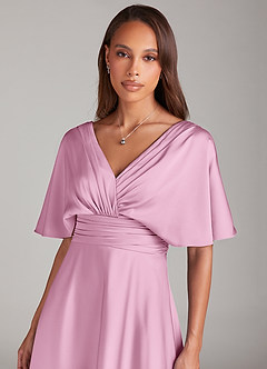Azazie Pamela Brudtärnklänningar Klä av A-Linje i Stretch Satin Plisserad Godisrosa image5