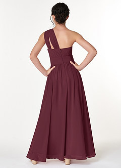 Azazie Molly Junior Cabernet A-Line Pleated Chiffon Dress image2