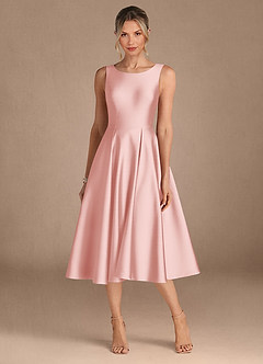 Azazie Fulton Mère de la mariée Robes Robe Trapèze en Satin extensible Plissée Rose Poudré image5