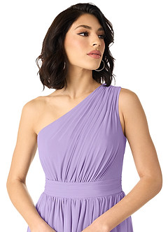 Azazie Mathilda Bridesmaid Dresses Lilac A-Line One Shoulder Chiffon Dress image4