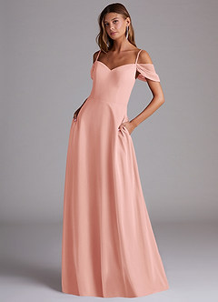 Azazie Marley Bridesmaid Dresses Rosette A-Line Off the Shoulder Chiffon Convertible Dress image1
