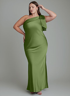 Azazie Yuanna Brautjungfernkleider Meerjungfrau-Linie One-Shoulder Stretch-Satin Kleid Wacholder image11