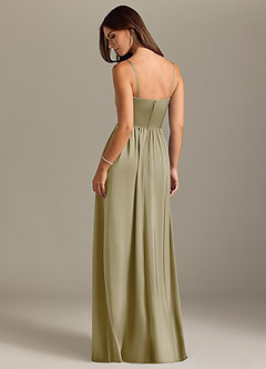 Azazie Calianna Bridesmaid Dresses Moss Green A-Line Off the Shoulder Stretch Satin Convertible Dress image2