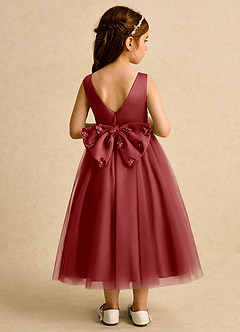 Azazie Malva Flower Girl Dresses Rust Ball-Gown Bow Tulle Dress image2