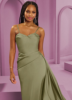 Barbie ♥ Azazie At-home Try On Dresses Sky Blue Sheath Strapless Stretch Satin Convertible Dress image4