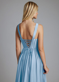 Azazie Delmie Brudtärnklänningar Klä av A-Linje i Stretch Satin Korsett Puderblå image3