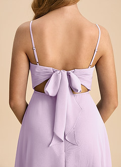 Azazie Shale Junior Frosted Lilac A-Line Bow Chiffon Dress image7