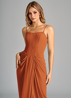 Azazie Anaïs Bridesmaid Dresses Cinnamon Sheath Strapless Chiffon Dress image7