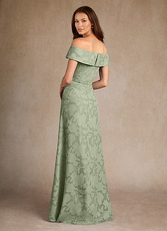 Azazie Medford Mother of the Bride Dresses Agave A-Line Off the Shoulder Floral Burnout Dress image3