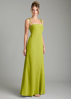 Azazie Ellia Abiti da Damigella Abito A-Line in Chiffon Fiocco Citronella image4