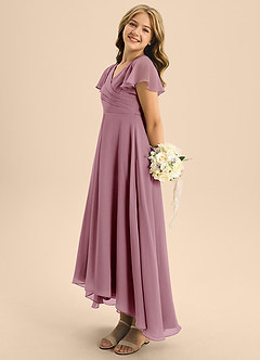Azazie Induh Junior Vintage Mauve A-Line Pleated Chiffon Dress image4