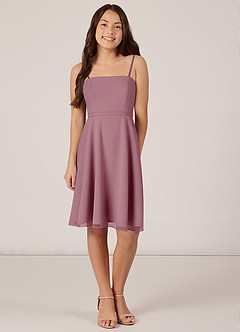 Azazie Kalie Junior Agave A-Line with Belt Chiffon Dress image1