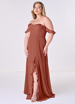 Barbie ♥ Azazie Bridesmaid Dresses Auburn A-Line Off the Shoulder Chiffon Convertible Dress image9