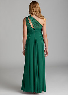 Azazie Charlize Junior Emerald A-Line Mesh Dress image2