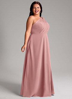 Azazie Phaedra Bridesmaid Dresses Dusty Rose A-Line One Shoulder Chiffon Dress image9