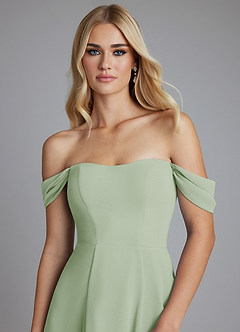 Azazie Seriana Bridesmaid Dresses Dusty Sage A-Line Off the Shoulder Chiffon Dress image6