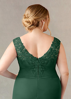 Azazie Edelin Mother of the Bride Dresses Dark Green A-Line Sweetheart Neckline Pleated Mesh Dress image13